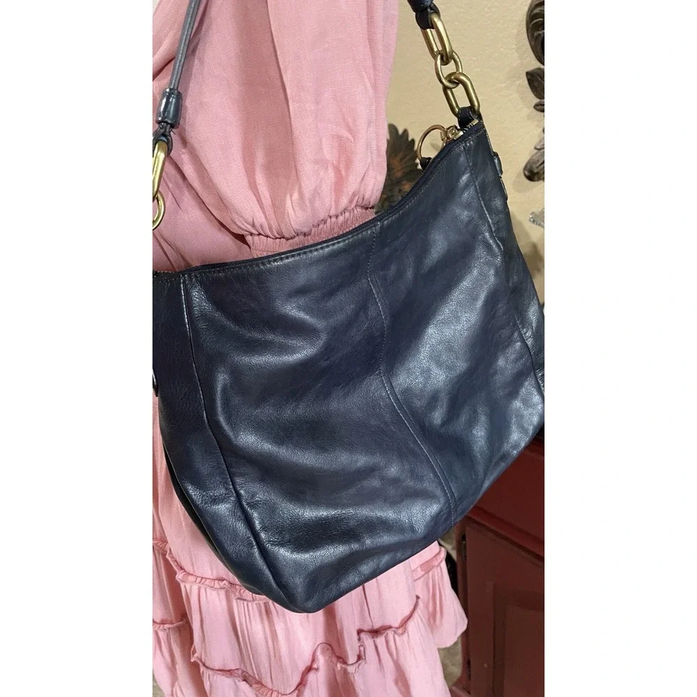 Coach Chelsea Ashlyn Navy Leather Slouchy Hobo Shoulder Bag Y2K Boho